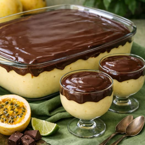 Mousse de Maracujá com Cobertura de Chocolate Irresistível em 20 Minutos com Nestlé